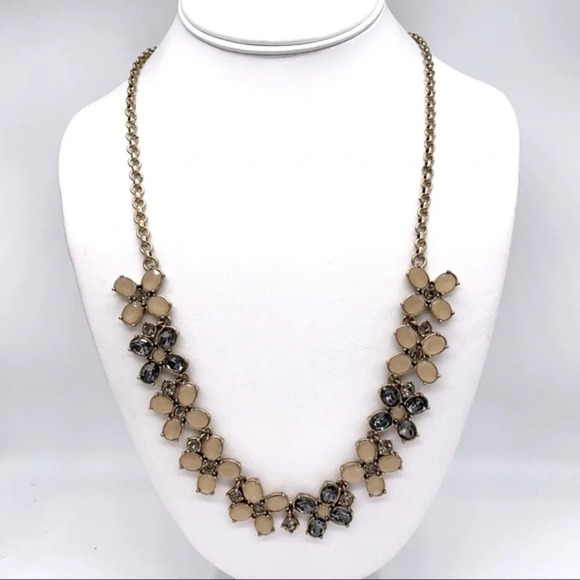 J. Crew Jewelry - J. Crew Gray and Tan/Peach Jeweled Necklace